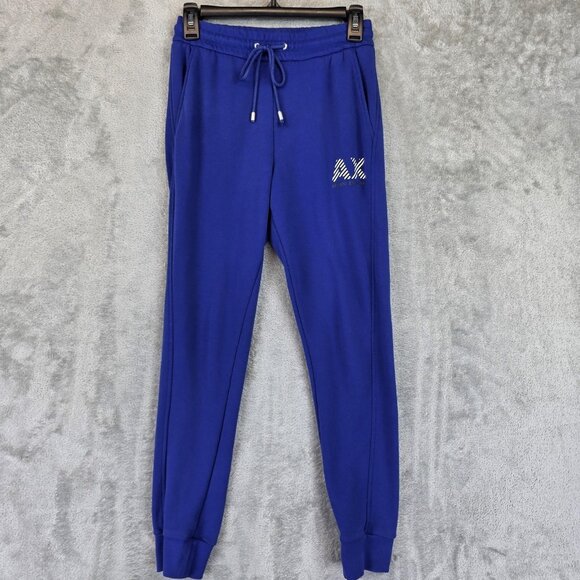Armani Exchange Pants Mens XS Blue Joggers Sweatpants AX Logo Drawstring Cuffed - Picture 1 of 15